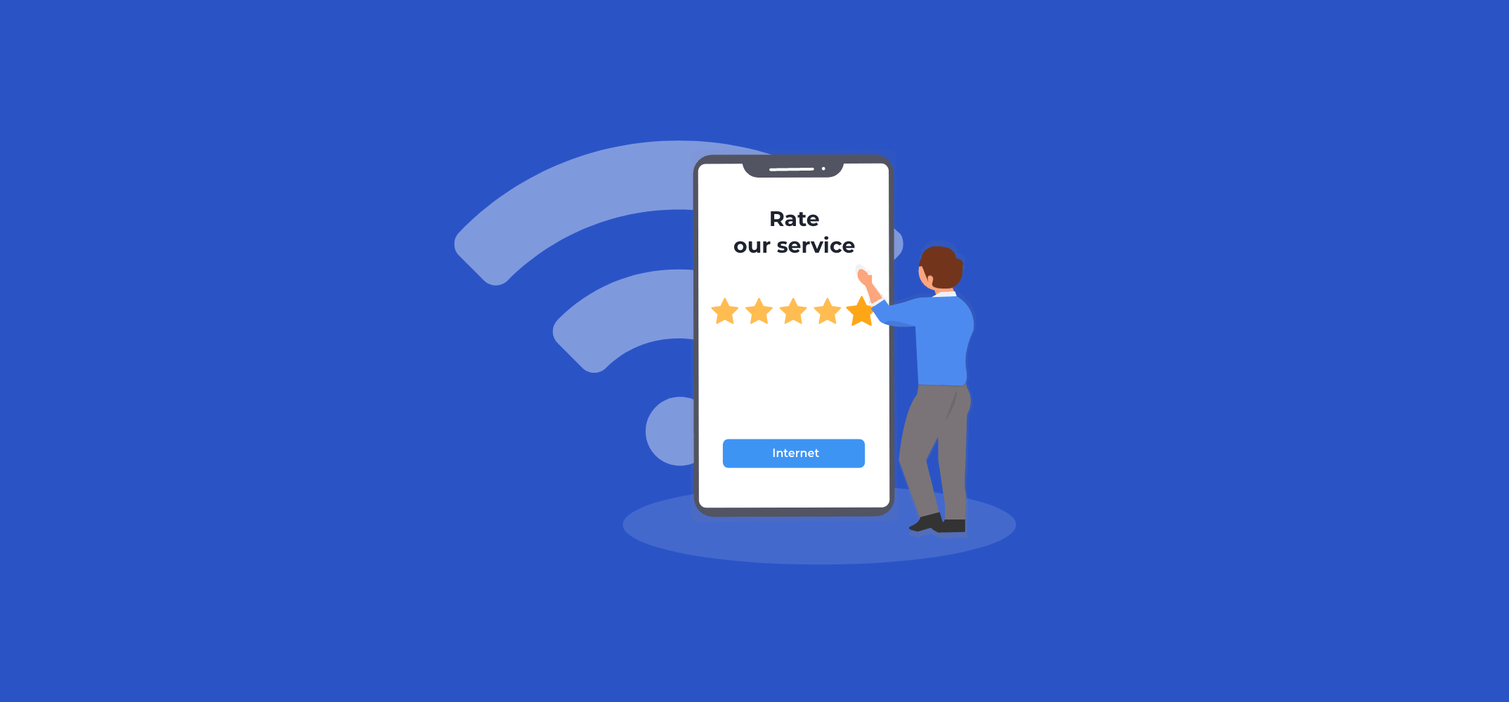 Посетитель взаимодействует с Wi-Fi рекламой для бизнеса